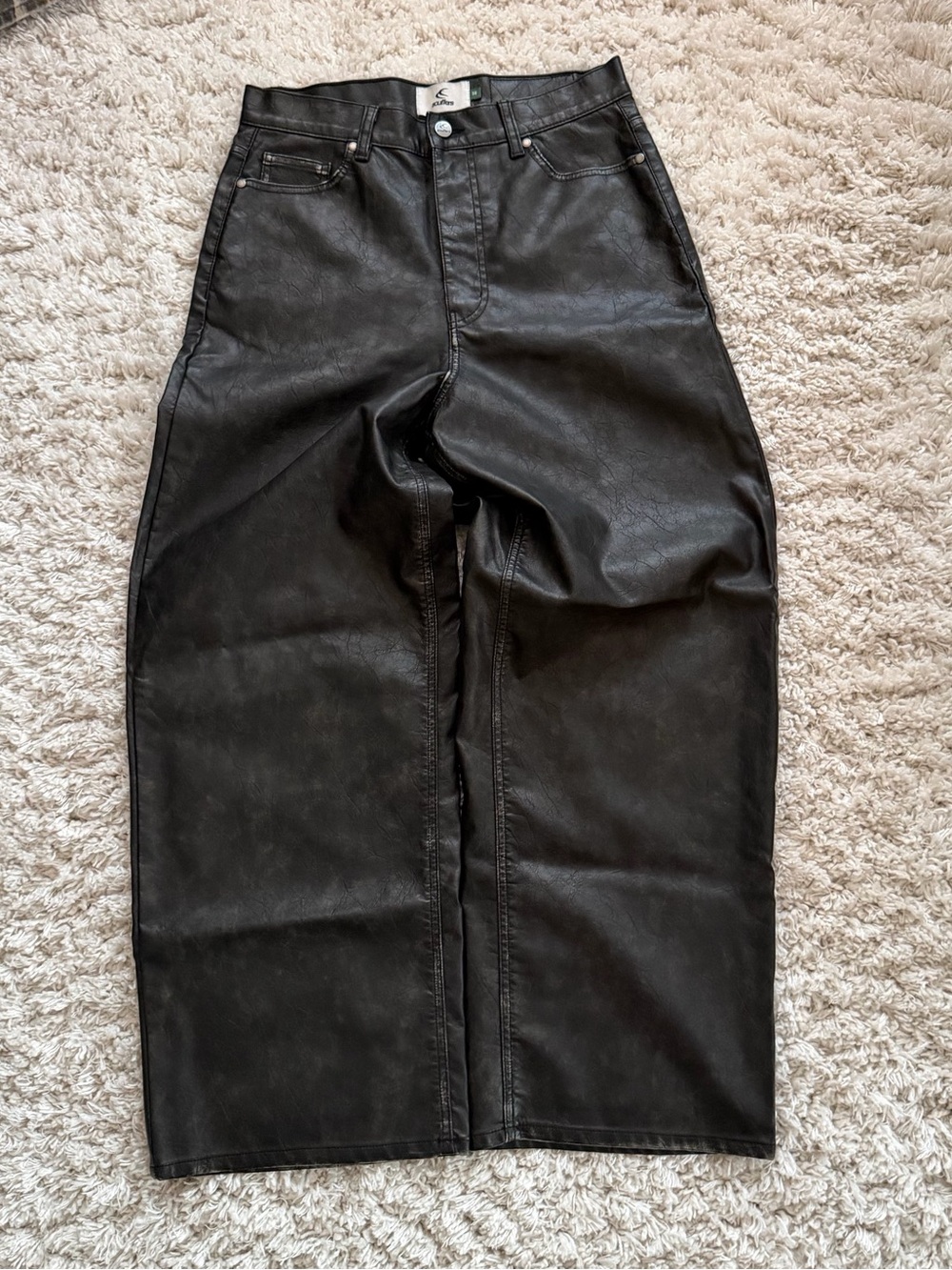 Scuffers Black Vegan Leather Wide Leg Jeans
